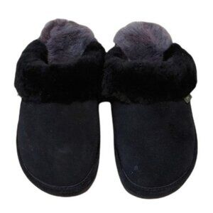 Cloud Nine Black Sheepskin Scuff Slippers L 8-9